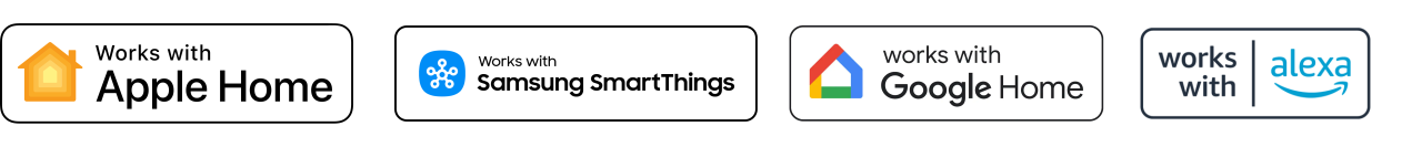 Works with Apple Home, Samsung SmartThings, Google Home and Alexa